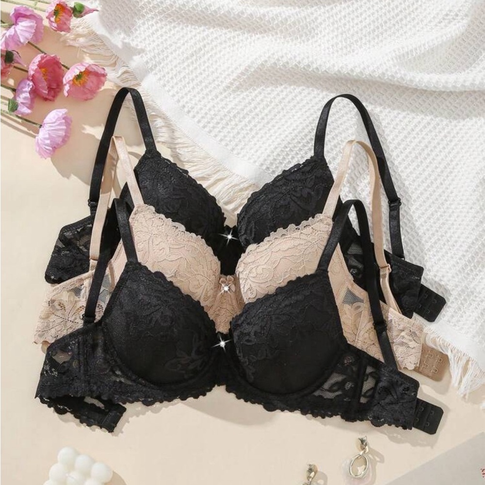 3pcs/set Ladies’ Lace Underwire Bra Lingerie
